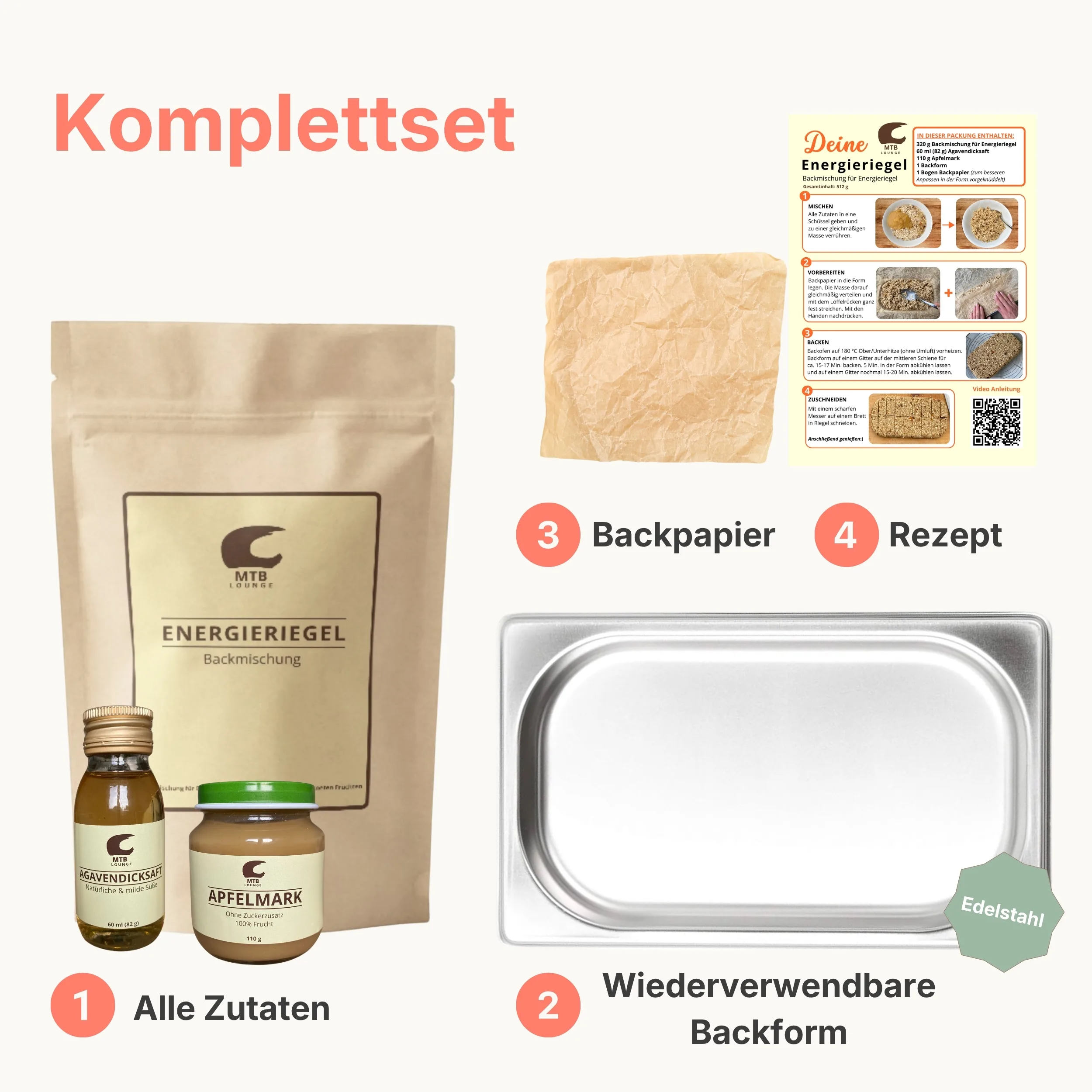 Enegieriegel Backmischung Komplettset Inhalt