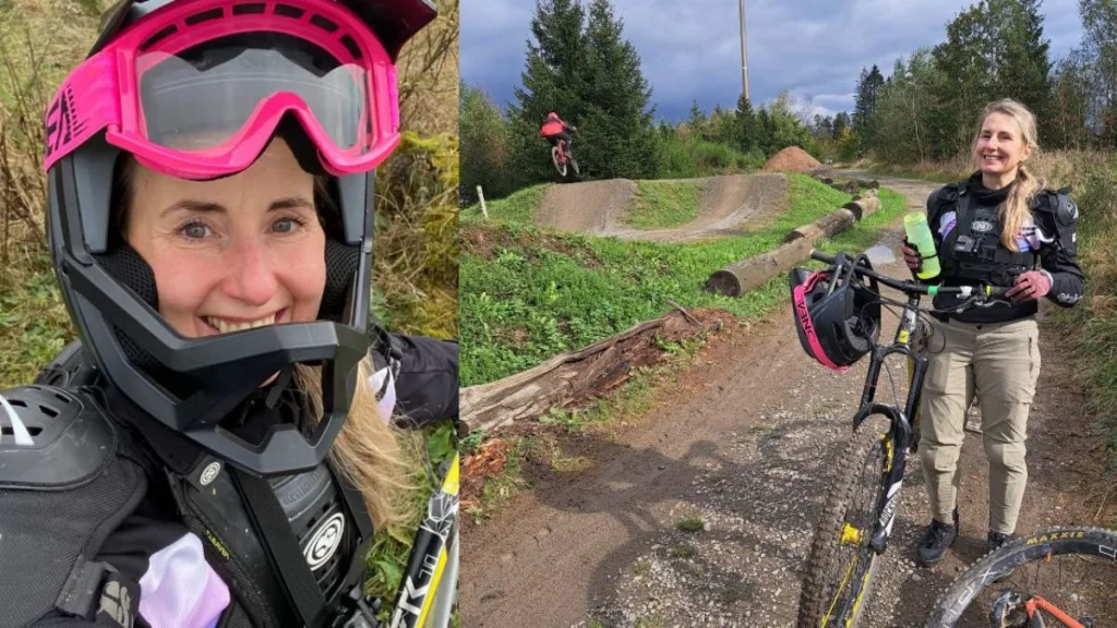 Vanessa lacht im Bikepark Olpe für Anfänger