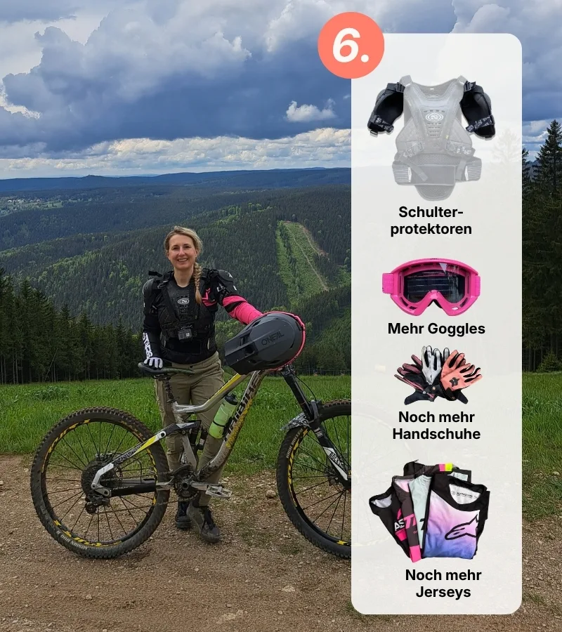 Vanessa steht mit Protektoren in Klinovec