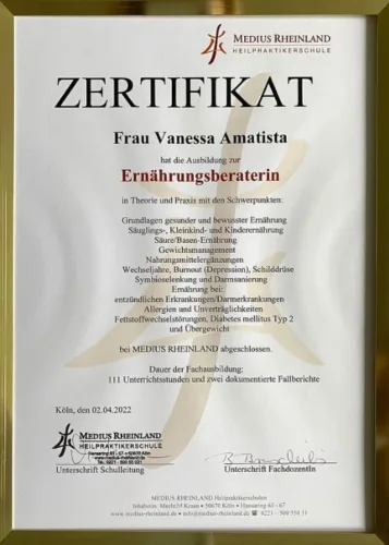 Ernährungsberaterin Zertifikat